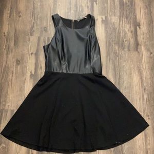 Black leather cut out dress